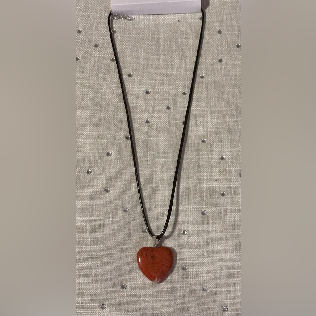330 Heart Pendant Necklace With Black Cord 15$